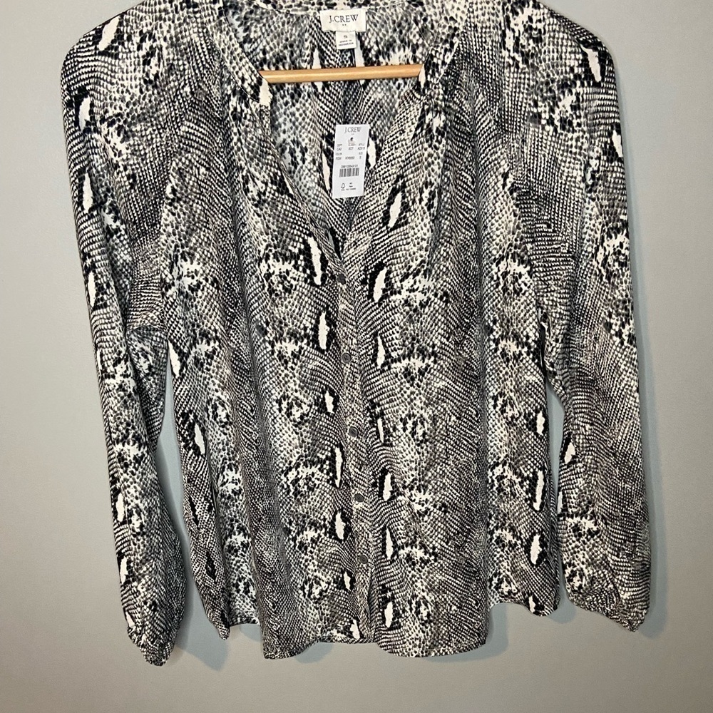 NWT J. Crew Snakeskin Button Up Blouse - Picture 6 of 11